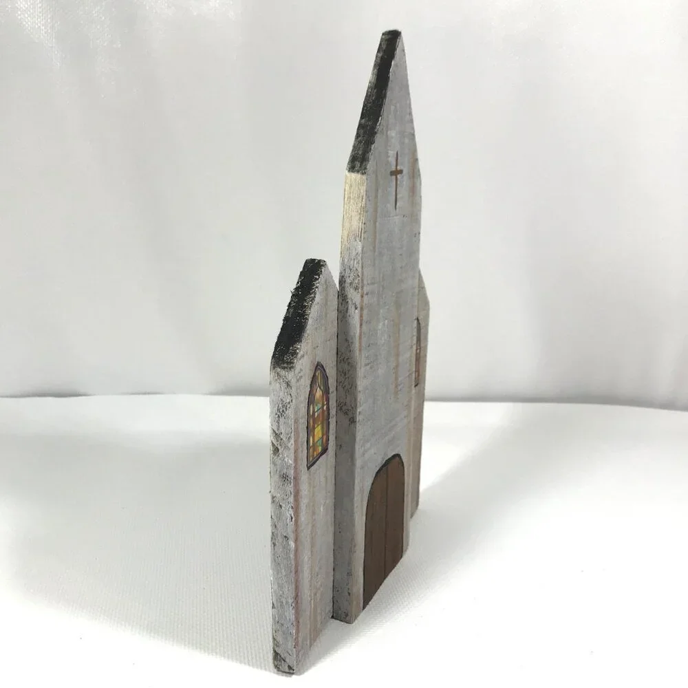 Rustic Wood Church Christmas Nativity Display